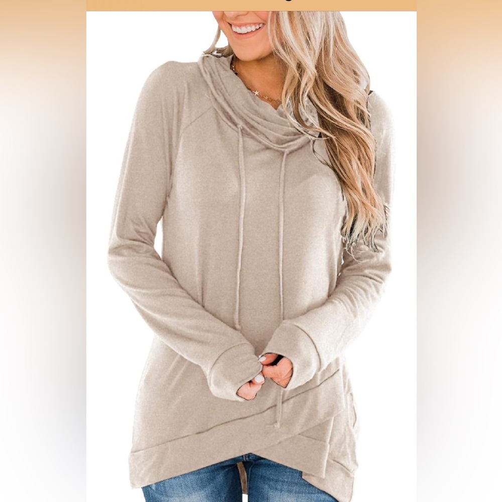 Cozy Neutral Hooded Tunic Sweater Dress